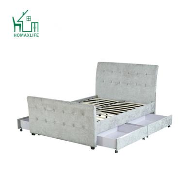 China Free Sample Tufted King Platform Queen Bed with Drawers Underneath for sale