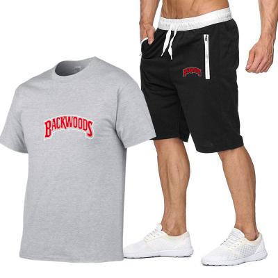 China Breathable Sportswear Backwoods Men's T-shirt Shorts Jogging Suit Summer Sweatsuit Cotton Two-Piece Set for sale