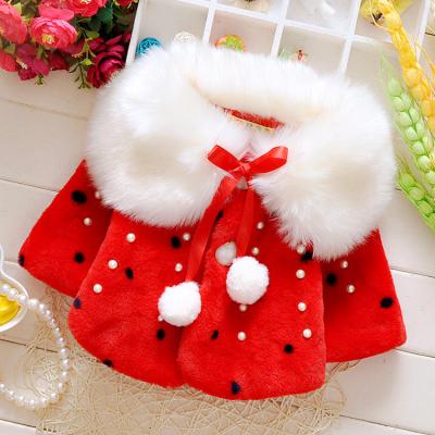 China Wholesale Washable Cute Soft Plush Facy Winter Children Clothing Kids Dress Girls Red Coat for sale