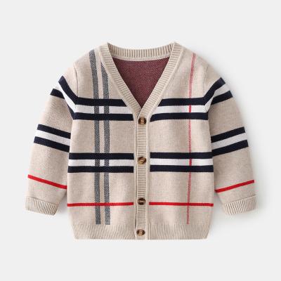 China Autumn Winter Kids Clothing Knitwear Sweater Cardigan Toddler Boys 2-8T Breathable Jacquard Knitted Plaid Sweater for sale