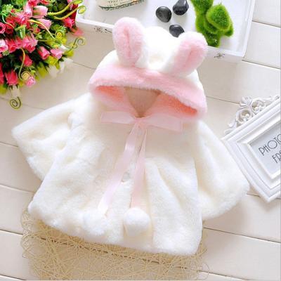 China Winter Windproof Little Girls Thicken Cute Shape Bunny Ear Loose Casual Clothing Jacket Plush Warm Coat for sale