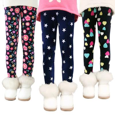 China Autumn Fall Kids Clothing Fashion Breathable Colorful Flower Love Print Winter Thick Warm Children Clothes Thermal Gaiters Girls Pants for sale