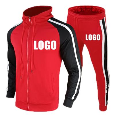 China Breathable Men Drop Suit Casual Jogging Sweatpants Contrast Color Zipper Fitness Sweatsuit Two Piece Sportswear for sale