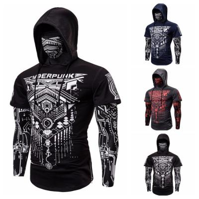 China Breathable Men Long Hooded Sleeve Masked Sweatshirt Cyberpunk Style Printing Sweatsuit Hoodies for sale