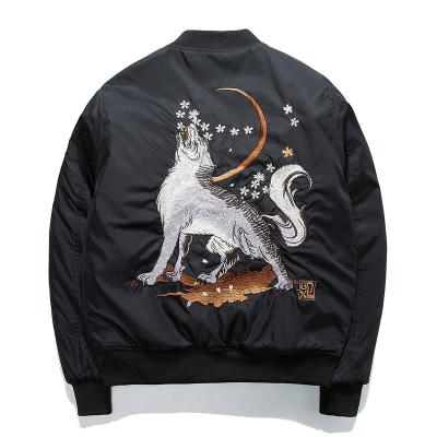 China 2020 Fashion Winter Cotton Lineling Bomber Jacket Autumn Wolf Embroidery Men Baseball Streetwear Breathable Jacket for sale