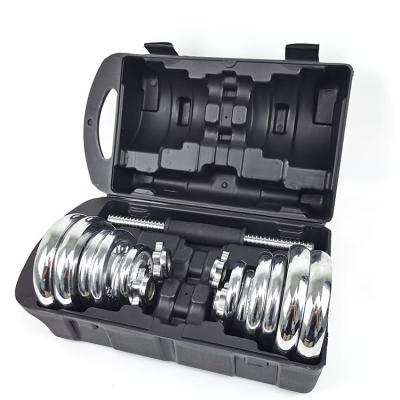 China 2023 Adjustable Hot Sale Cast Iron Dumbbell Weightlifting Gym Chrome Dumbbells Custom Electroplating Set for sale