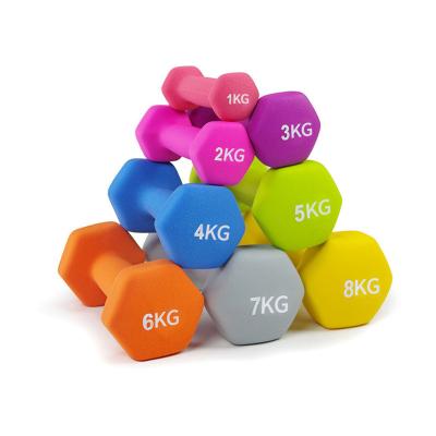 China Durable Hot Sales Professional Gym Hex Workout Rubber Dumbbell Set For Home Gym High Quality Neoprene Dumbbell for sale