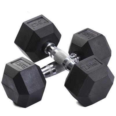 China Durable High Quality Wholesale Custom black rubber hexagonal dumbbells gym use 10 kg 40kg 50kg hex dumbbell set for sale for sale