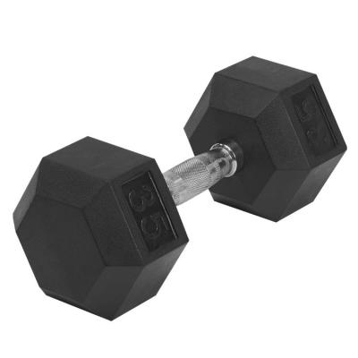 China Factory Wholesale Popular Durable Gym Fitness Hex Dumbbell Set High Quality Custom Black Hex Rubber Dumbbell for sale