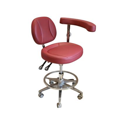 China Modern RED Dental Assistant Clinic Doctor Stool Hospital Microscope Stool Dentist Operating Stool Chair for sale