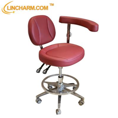 China Metal Hospital Clinic Armrest Physician Stool Dentist Stool Auxiliary Working Dental Chair for sale