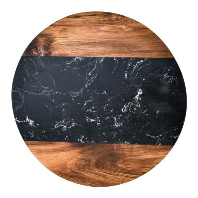 China Factory Direct Sales Sustainable Wood Mixed with Black Marble Cutting Board for Cheese, Steak, Bread, Charcuterie Platter for sale