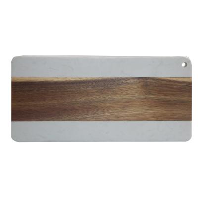 China Sustainable Factory Direct Selling Brown Wooden Mixed Marble Cutting Board for Cheese, Steak, Bread, Charcuterie Platter for sale