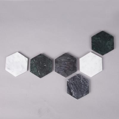 China Sustainable hot selling modern marble coasters coasters for drinks marble decors white marble coaster for home decor-hexagon and round for sale