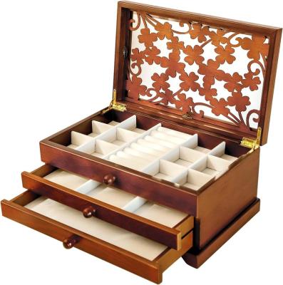 China Sustainable High Quality Jewelry Box, 3 Layer Jewelry Box for Women, Jewelry Holder Organizer, Wooden Jewelry Storage Case for sale