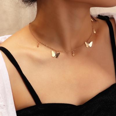 China Eco Friendly Clavicle Chain Butterfly Necklace Star Pendant Necklace Jewelry For Women Butterfly Necklace for sale