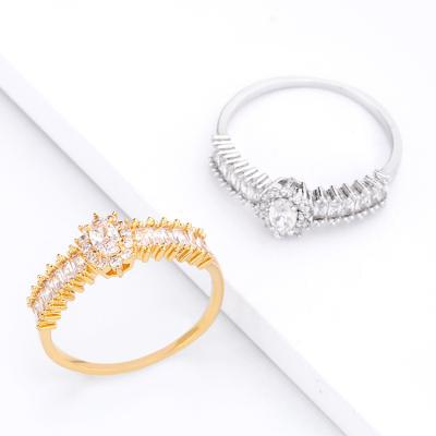 China 18K Gold Ring Hot Selling Brass Eco-Friendly Zircon Sensitive Women's Diamond Retro Copper Plated Lovers Gift for sale