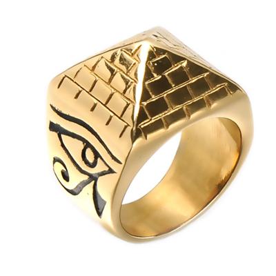 China Men's Pyramid Pyramid Ring High Quality Geometric Exaggeration Hip Hop Eco-Friendly Stainless Steel Ring for sale