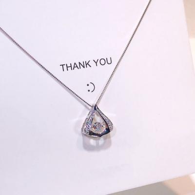 China CLASSIC Korean version of simple and flexible zircon silver drop heart jewelry chain clavicle 925 pendant necklace for sale