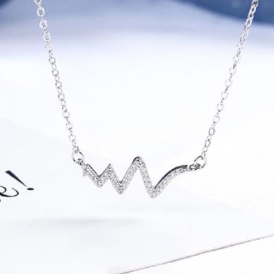 China CLASSIC Simple Silver Crystal ECG Short Pendant 925 Diamond Art Female Clavicle Necklace Jewelry for sale