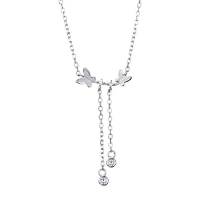 China CLASSIC Korean Style Temperament Clavicle Chain 925 Butterfly Tassel Necklace Silver Jewelry for sale