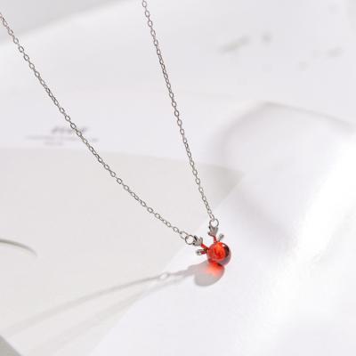 China CLASSIC Simple Temperament Short Clavicle Chain Deer Horns Pomegranate 925 Silver Necklace for sale