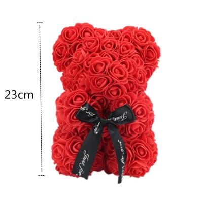 China 2021 AMAZON 25CM valentine hot-selling gift rose flower Teddy Bear for lover 25cm for sale