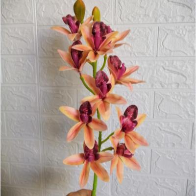 China Multi Colors Orchid Real Touch PE Faux Flower Stem 10 Single Buds Minimalist Wholesale Good Quality 2 Heads For Valentine Decor Gift for sale