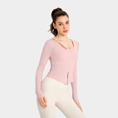 China New Style Breathable Yoga Tops Loose Long Sleeve Best Fitness Wear For Women Long Sleeve Gym Wear Women for sale