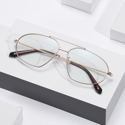 China Fashion 2022 Men And Women Blue Light Metal Frame Glasses Anti Trend Fashion Glasses For Female for sale