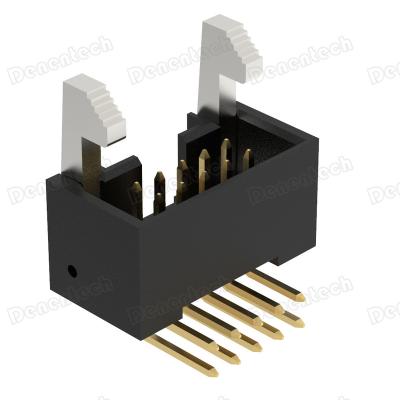 China Delentech PCB 2.54mm Right Angle Dual Row H10.3 DIP Male Ejector Header for sale