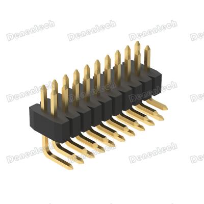 China PCB Denentech 1.00mm Right Angle Pitch H1.50 Double Row Pin Header Connector for sale