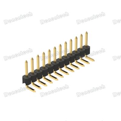 China Delentech 2.54mm PCB Pitch Right Angle Single Row Pin Header Connector for sale