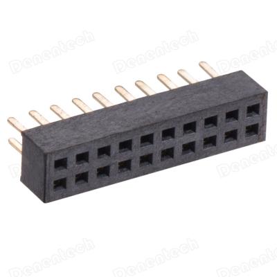 China DIP Denentech 1.27mm Pitch H3.40mm Doul Straight Row DIP Pins Custom Type Female Header Connector for sale