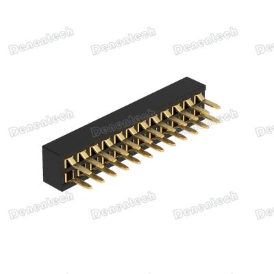 China PCB Delentech Pitch Header H2.10 Female Straight Connector 1.27mm Dual Row for sale