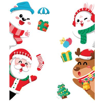 China 6 Christmas Decorations Stickers Shop Window Decorations Posters Santa Claus Elks Snowman Static Stickers for sale