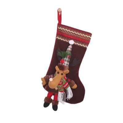 China Christmas Decoration of Santa Christmas Socks Door Decoration of Fabric Quality Elks for sale