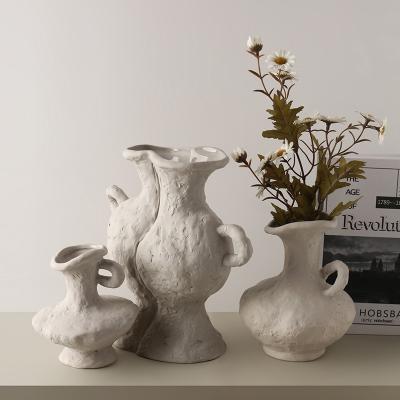 China Ceramic Retro Vintage Vase Pottery Ornaments Wedding Decorative Living Room Home Decor Dried Flower Arrangement Clay Vases for sale