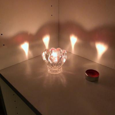 China Nordic minimalist living room decor small size flower shape transparent glass candle holder for sale