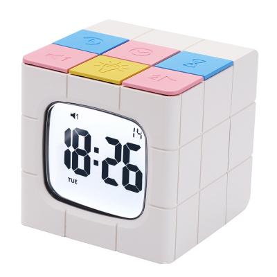 China Modern Rubik's Cube Design Alarm Clock Kids Student Gift Bedroom Electronic Clock for sale