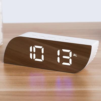 China Modern Multifunctional Temperature Display Alarm Clock Mirror LED Luminous Electronic Clock for sale