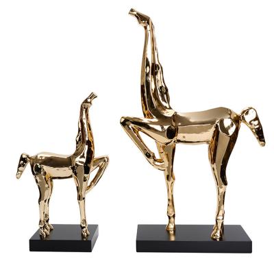 China European home decoration home animal ornaments plated abstract mother and child horse resin decorative resin craft ornaments for sale