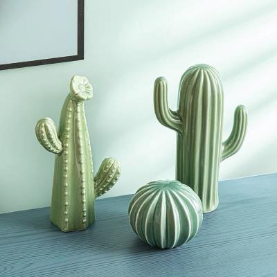 China Central Institute of Statistics modern wind ceramic cactus ornaments small Nordic creative minimalist fresh home decor for sale