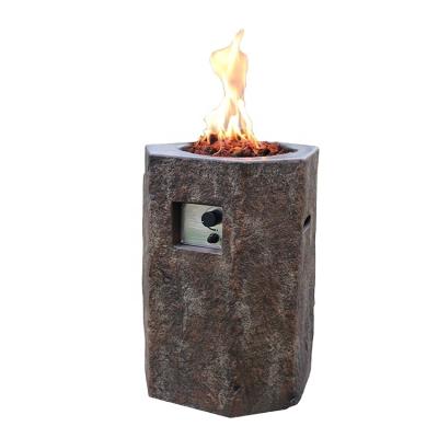 China New Design MODENO Brown Basalt Cgrf Mine Propane Gas Fire Stored Electric Outdoor Fire for sale