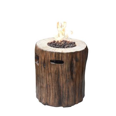 China 26 Inch Redwood Barrel Fire Gas Fired Gas Fired Gas Stored Fire Column Outdoor Patio Heater for sale