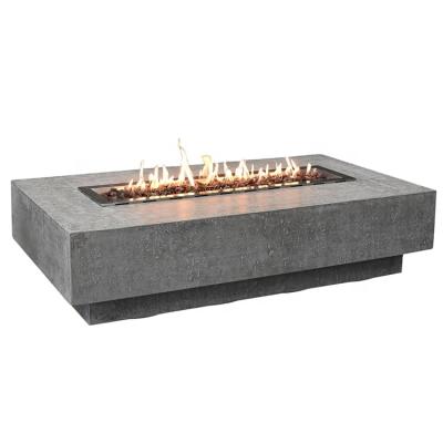 China Elementi Rectangular Garden Decor Gas Firepit Table Stocked Concrete Fireplaces Pit Table for sale