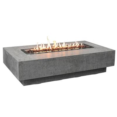 China Modern Gray Elementi Backyard Furniture Propane Pit Table Pit Fire Table Stocked Concrete Outdoor Gas Fire Table for sale