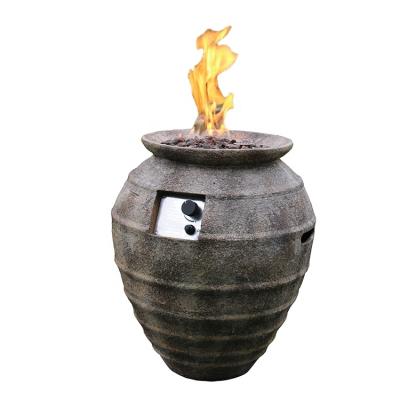 China MODENO Stored Safe Electronic Smart Switch Off Outdoor Natural Gas Firepit Concrete Barrel Fire Pit for sale