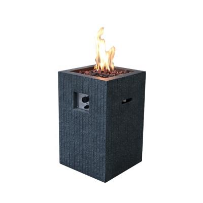 China MODENO Classic Black Electronic Control Stainless Steel Safe Concrete Fire Pit Stored With Concealed Gas Tank Cover for sale