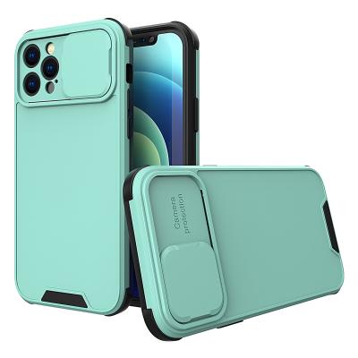 China Anti-fall Lens Slider Mobile Phone Cover Push Window Camera Protective Phone Case For iPhone X 11 12 13 for sale